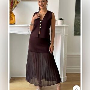 #365 brown sheer skirt set